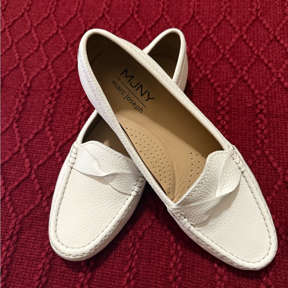 Marc Joseph Cream Leather Loafers for Women